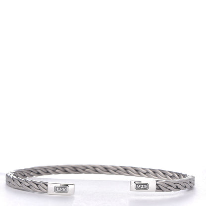 David Yurman Sterling Silver Titanium 4mm Slim Chain Woven Cuff Bracelet 3 of 4