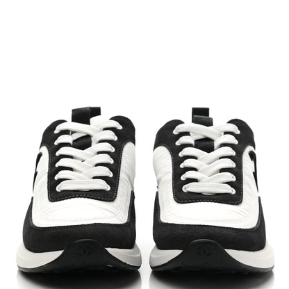 Chanel Nylon Suede Calfskin CC Sneakers 37 White Dark Grey 2 of 8