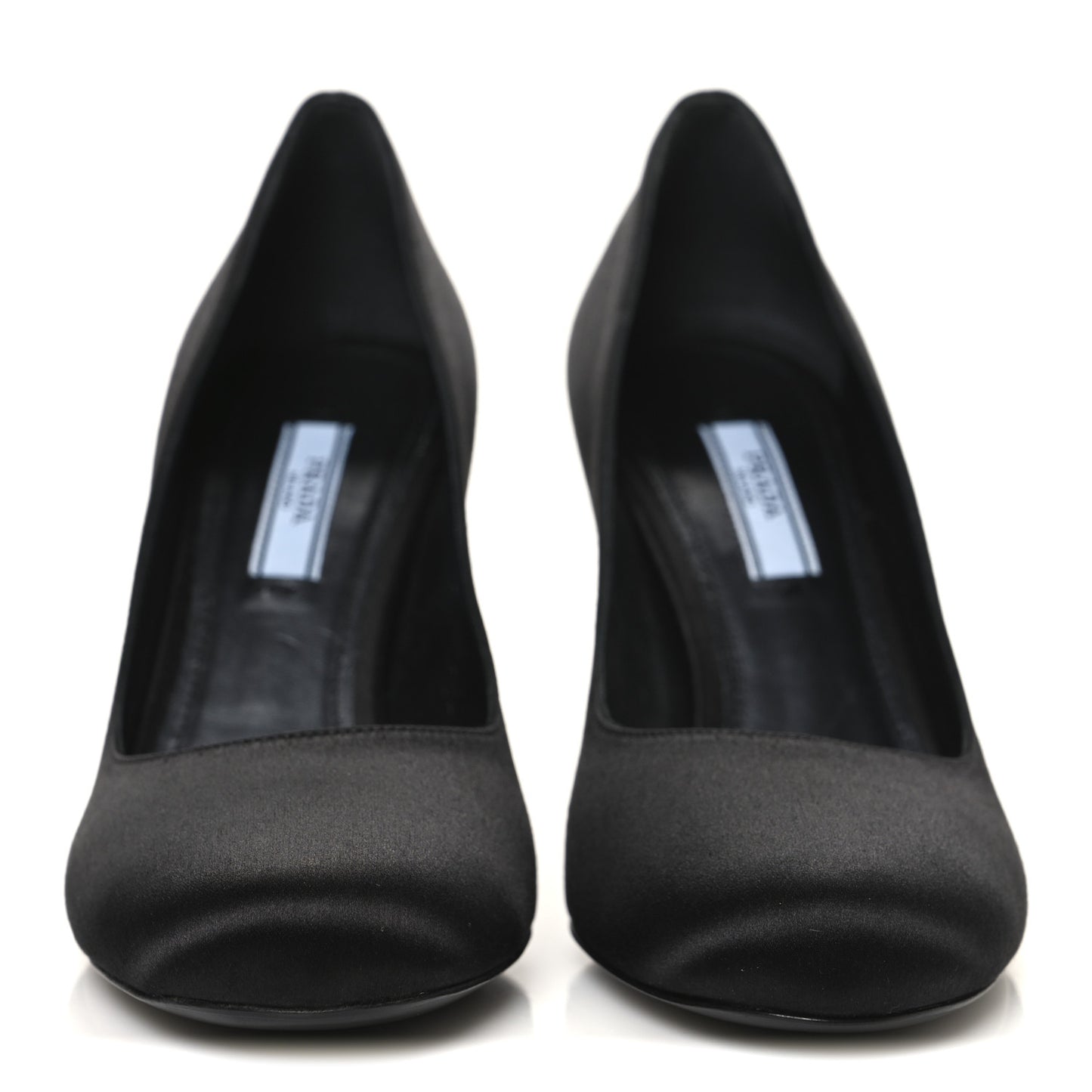 Satin Block Heel Pump 36 Black