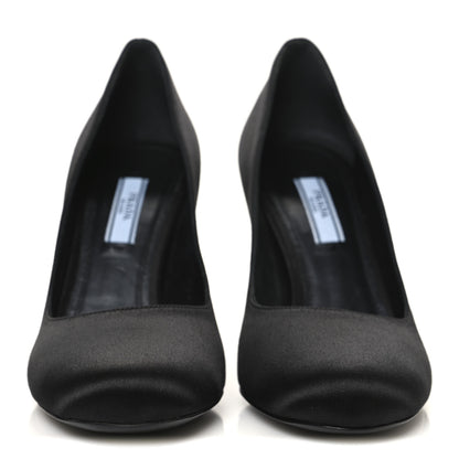 Prada Satin Block Heel Pump 36 Black 3 of 10