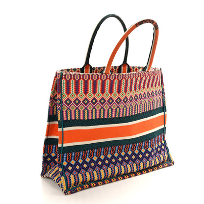 Christian Dior Canvas Embroidered Large Book Tote Orange Multicolor 3 of 9