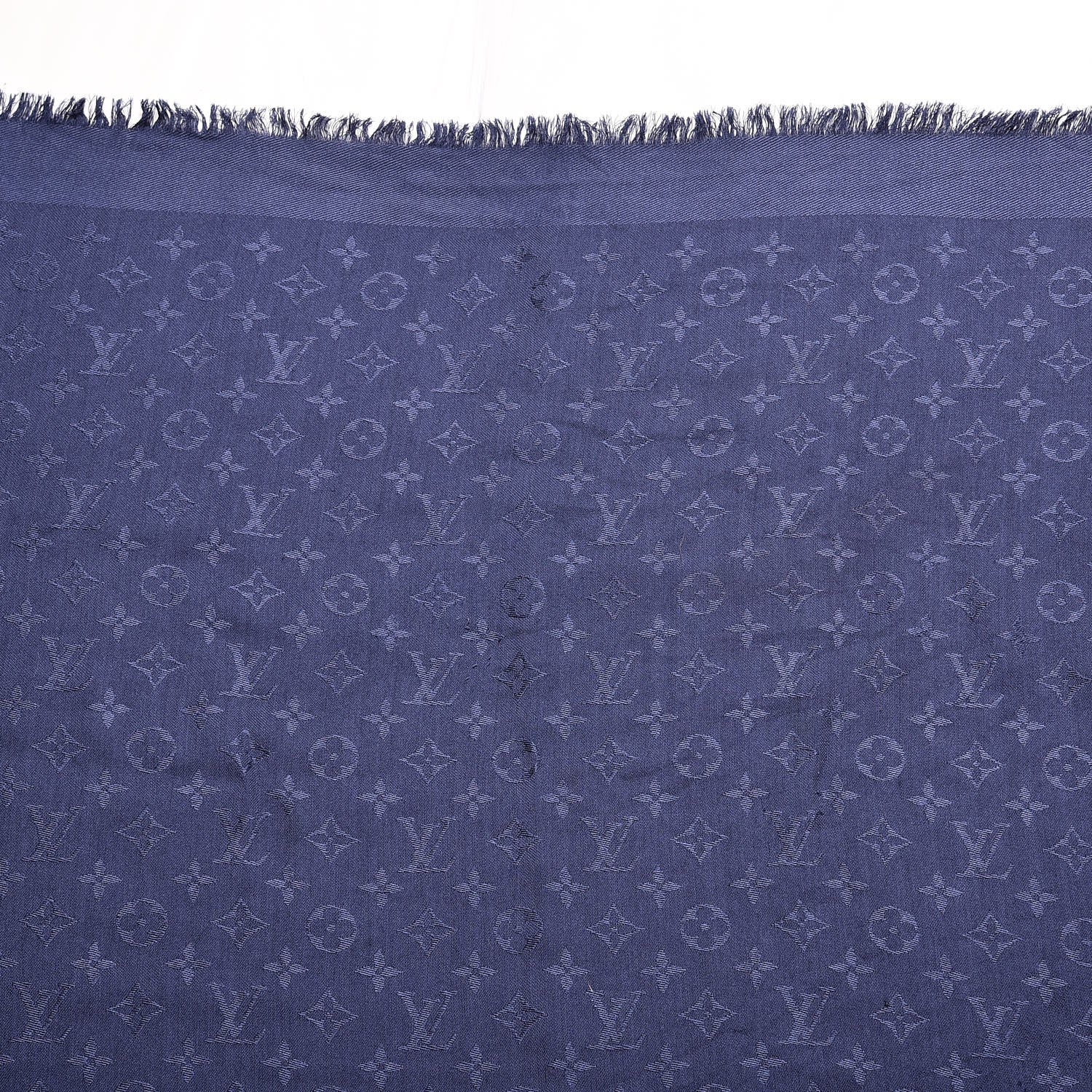 Louis Vuitton Silk Wool Monogram Shawl Night Blue 4 of 7