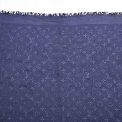 Louis Vuitton Silk Wool Monogram Shawl Night Blue 4 of 7