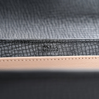 Chloe Grained Calfskin Lambskin Drew Long Wallet with Flap Black Powder Beige 6 of 9