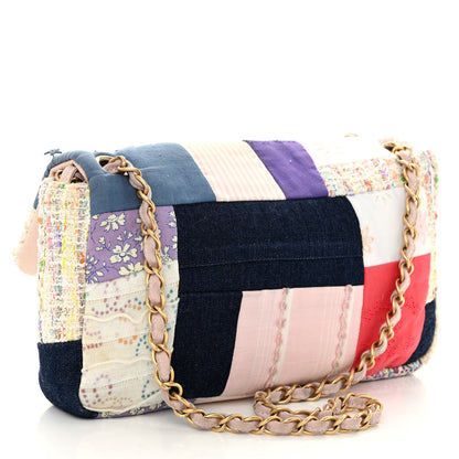 Chanel Fabric Patchwork Medium Flap Bag Pink 3 of 12