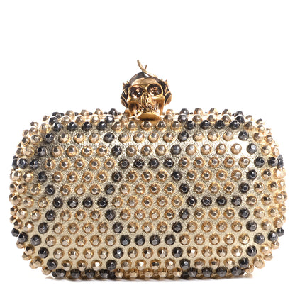 Alexander McQueen Bee Punk Skull Studded Box Clutch Gold 1 of 8