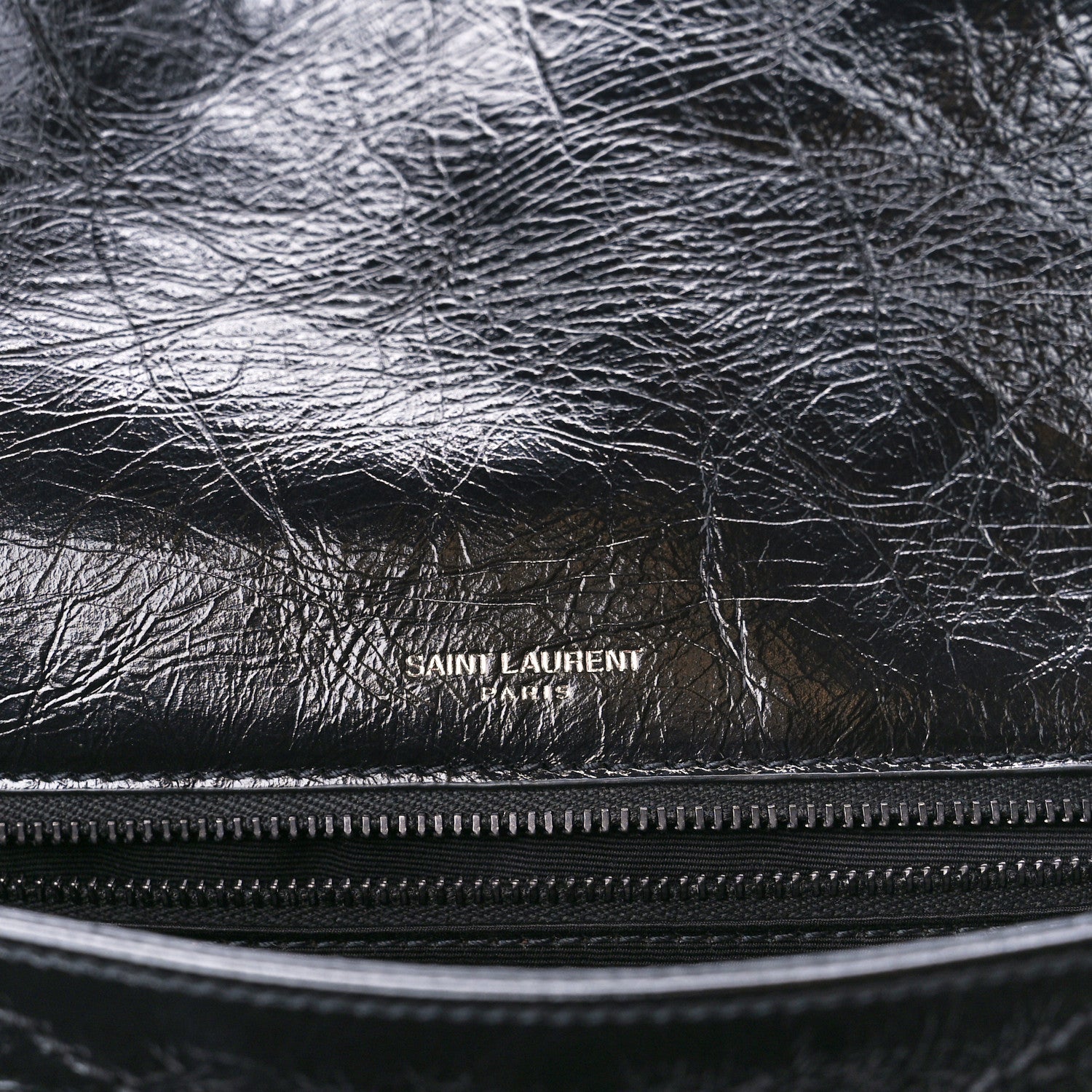 Saint Laurent Crinkled Calfskin Matelasse Monogram Medium Niki Chain Satchel Black 6 of 11