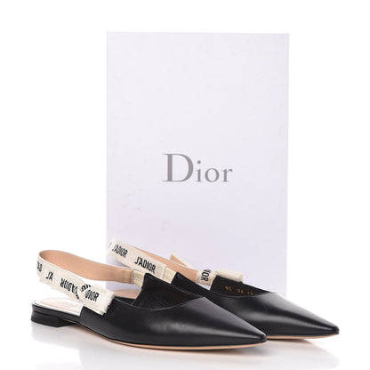Christian Dior Lambskin Ribbon J'Adior Slingback Ballet Flats 39 Black 9 of 9