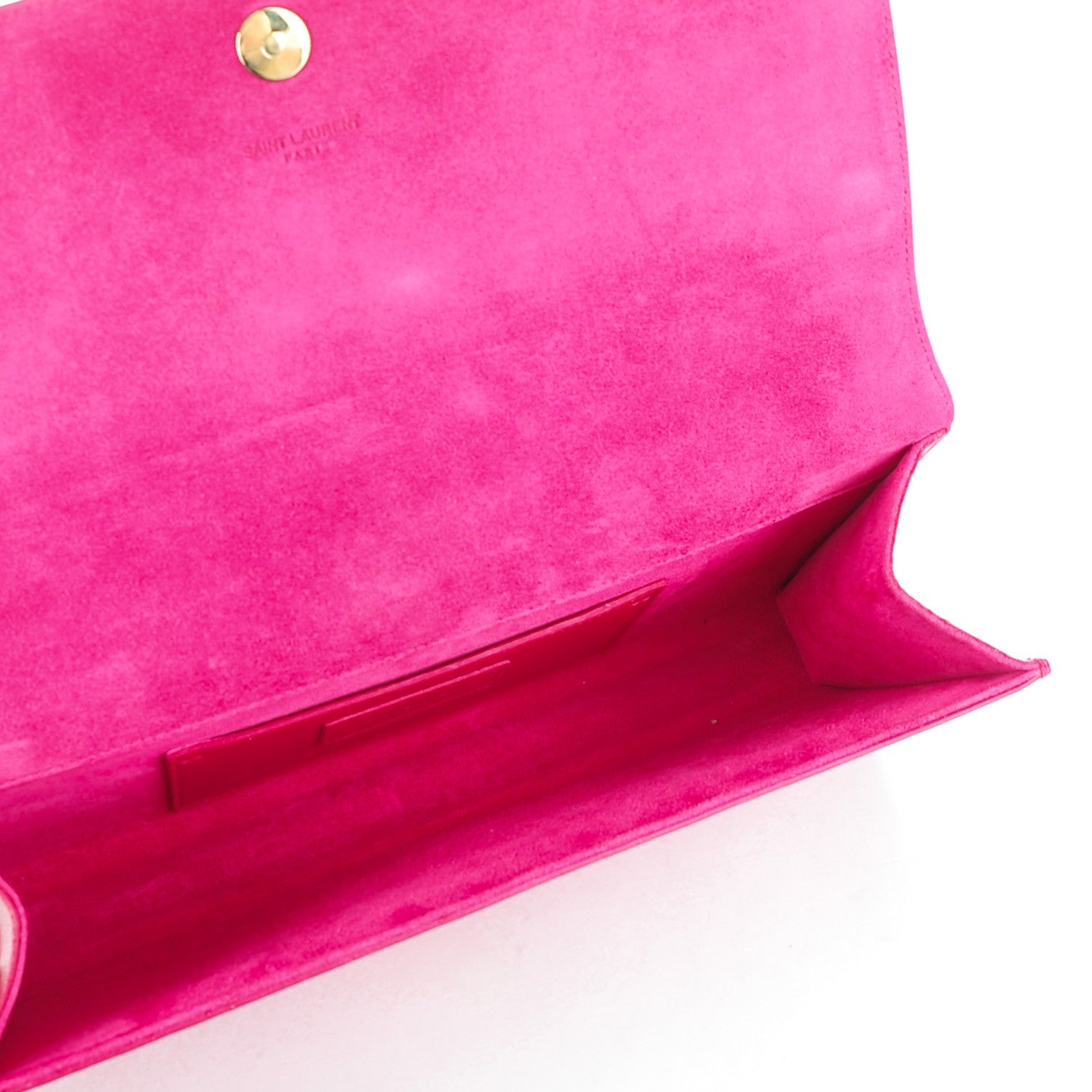 Saint Laurent Textured Patent Calfskin Classic Monogram Clutch Fuchsia 5 of 6