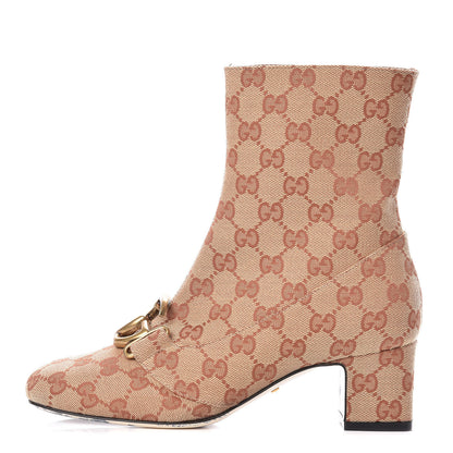 Gucci Monogram Malaga Kid GG Victoire 55mm Ankle Boots 36 Beige Ruggine Rust 1 of 16
