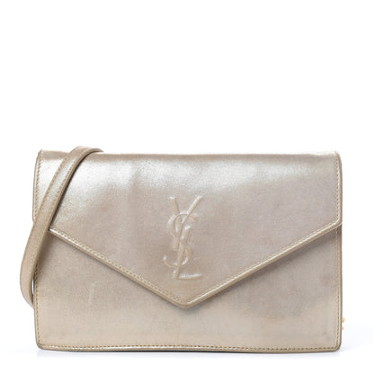 Saint Laurent Metallic Fabric Monogram Envelope Chain Wallet Champagne 1 of 17