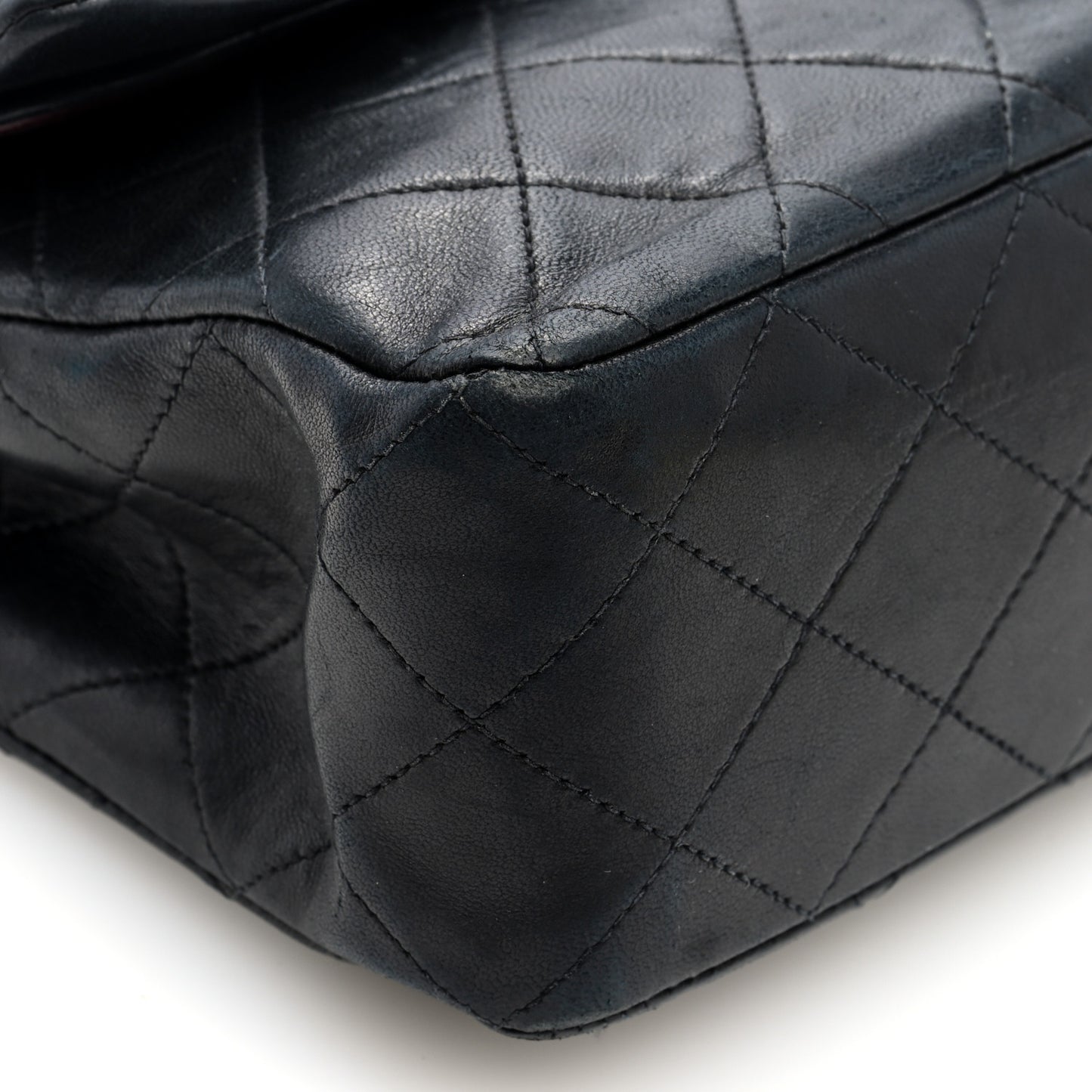 Lambskin Quilted Medium Double Flap Black