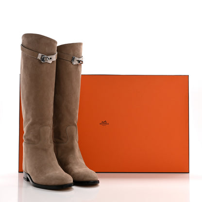 Hermes Suede Kelly Jumping Boots 35.5 Oak 9 of 9