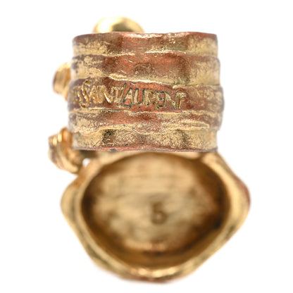 Saint Laurent Enamel Arty Ring 49 5 Gold White 3 of 5