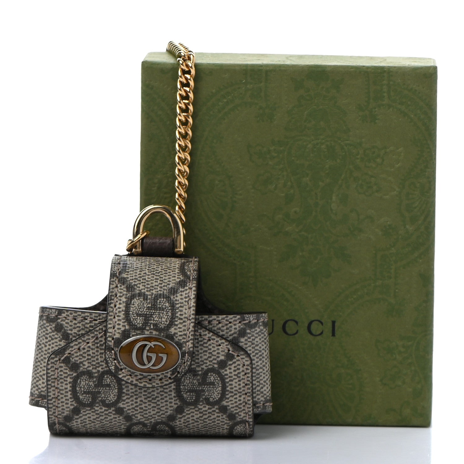 Gucci GG Supreme Monogram AirPods Case Neckalce Beige Ebony 7 of 7