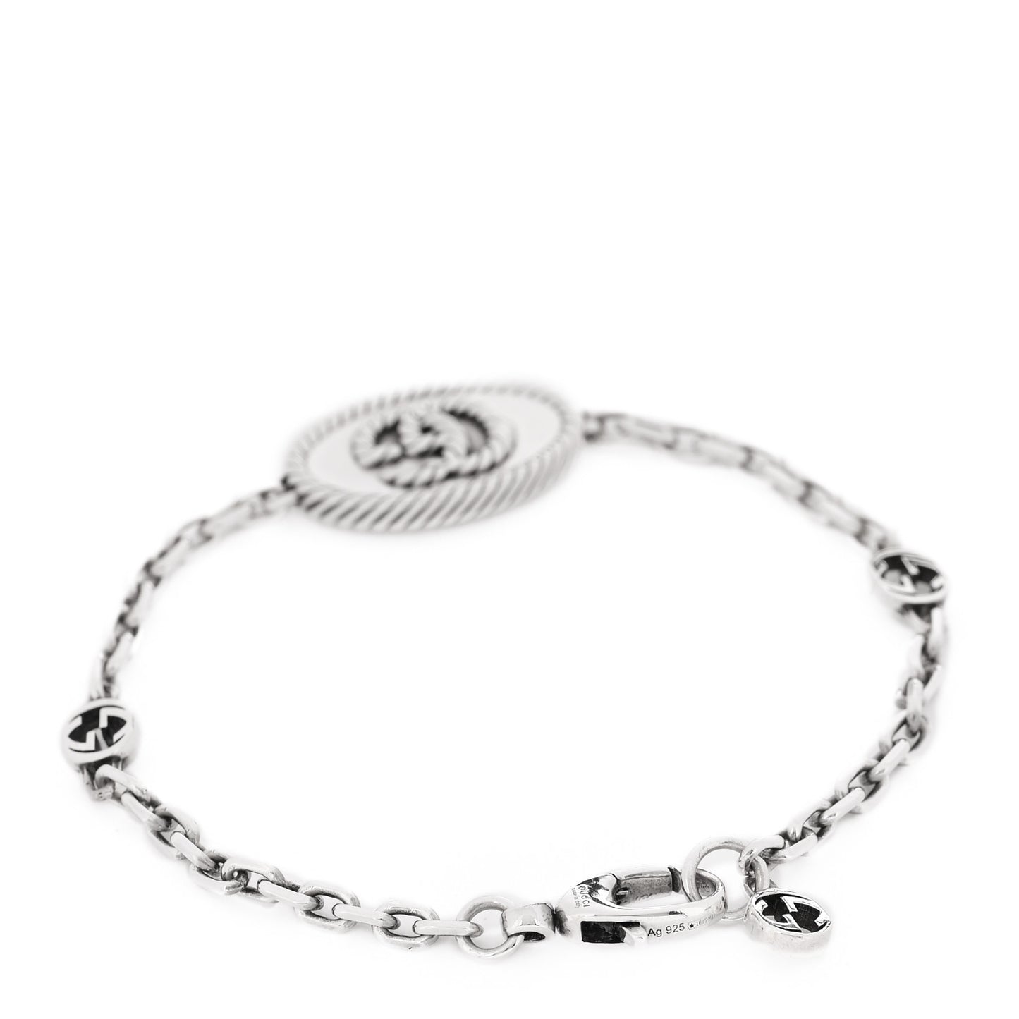 Sterling Silver Torchon Double G Bracelet