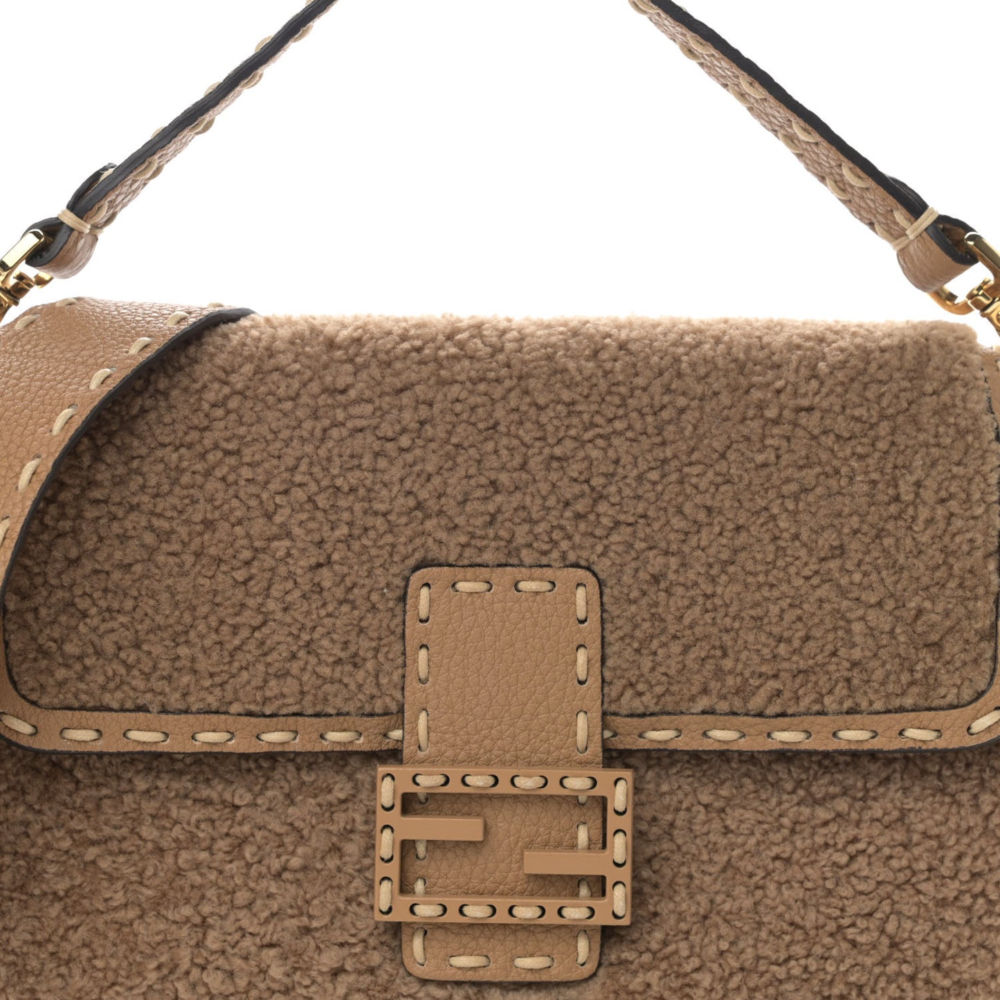 Curly Sheepskin Cuoio Romano Selleria Baguette Camel Cammello