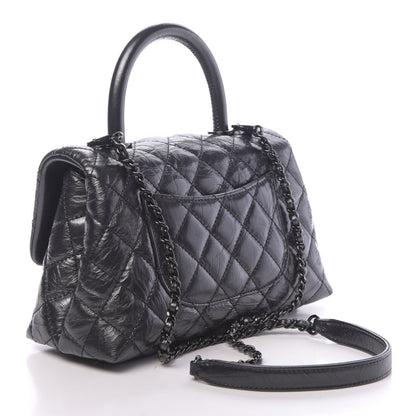 Chanel Aged Calfskin Quilted Mini Coco Handle Flap So Black 3 of 11