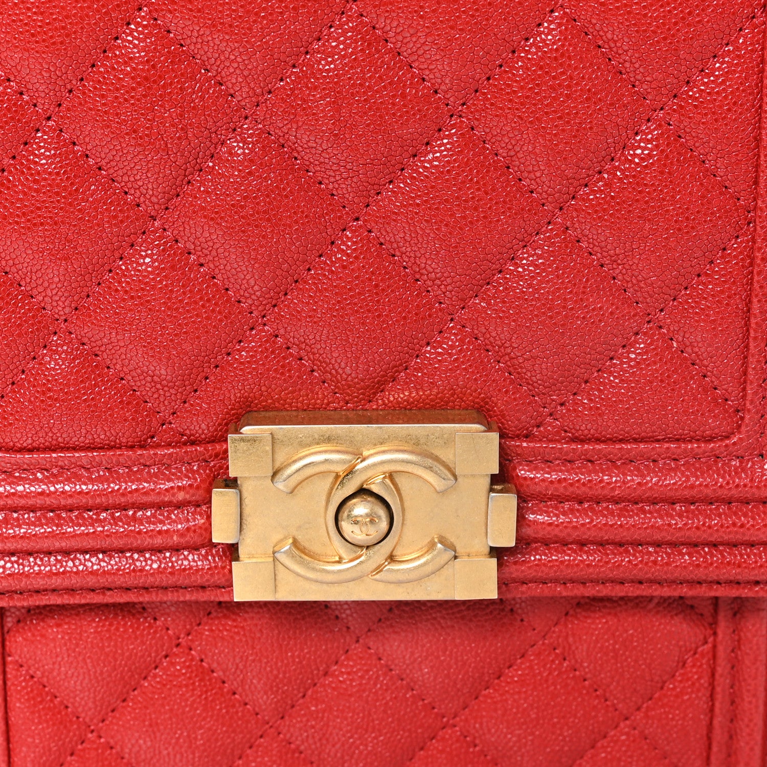 Chanel Caviar Quilted North South Boy Flap Red 8 of 10