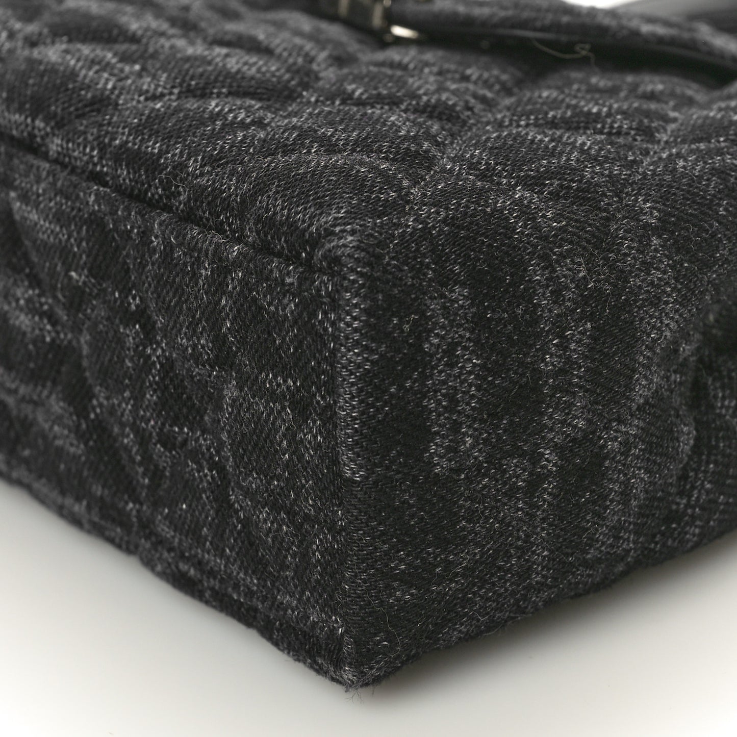 Printed Denim Quilted Nano Kelly Shopper Black Grey