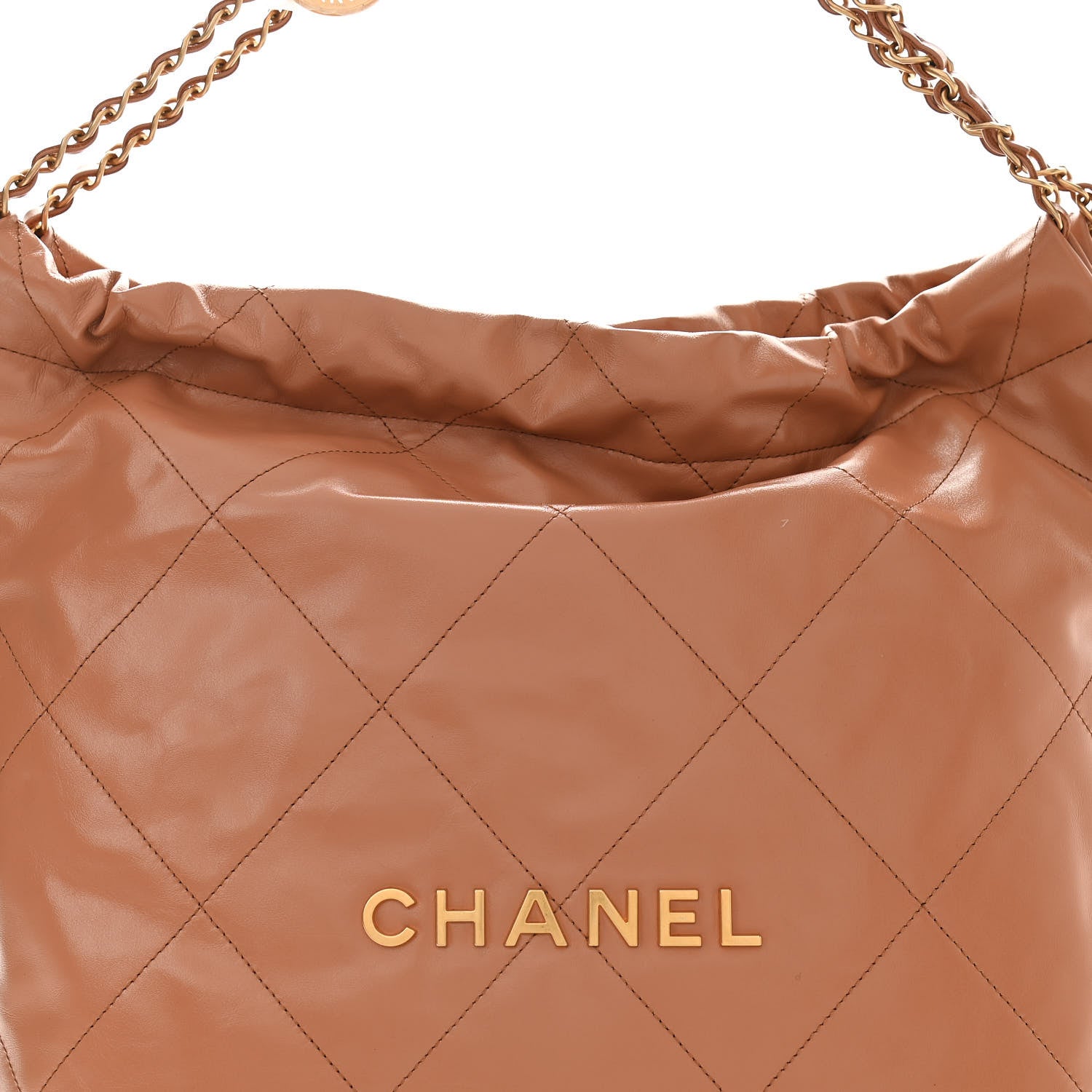 Chanel Shiny Calfskin Quilted Chanel 22 Camel 10 of 12