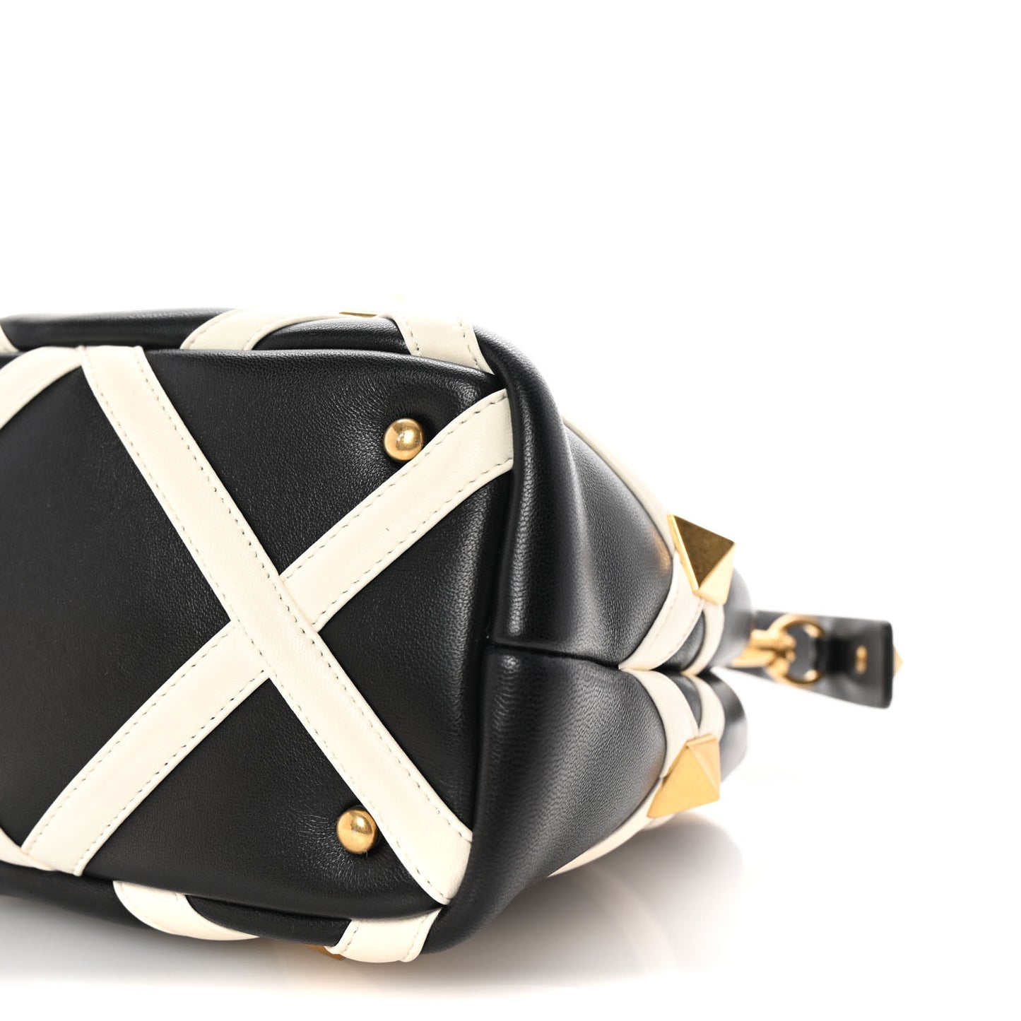 Nappa Small Roman Stud The Handle Bag Black Ivory