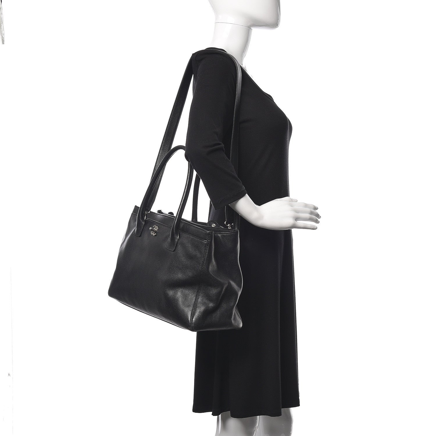 Chanel Calfskin Cerf Executive Shopper Tote Black 2 of 18