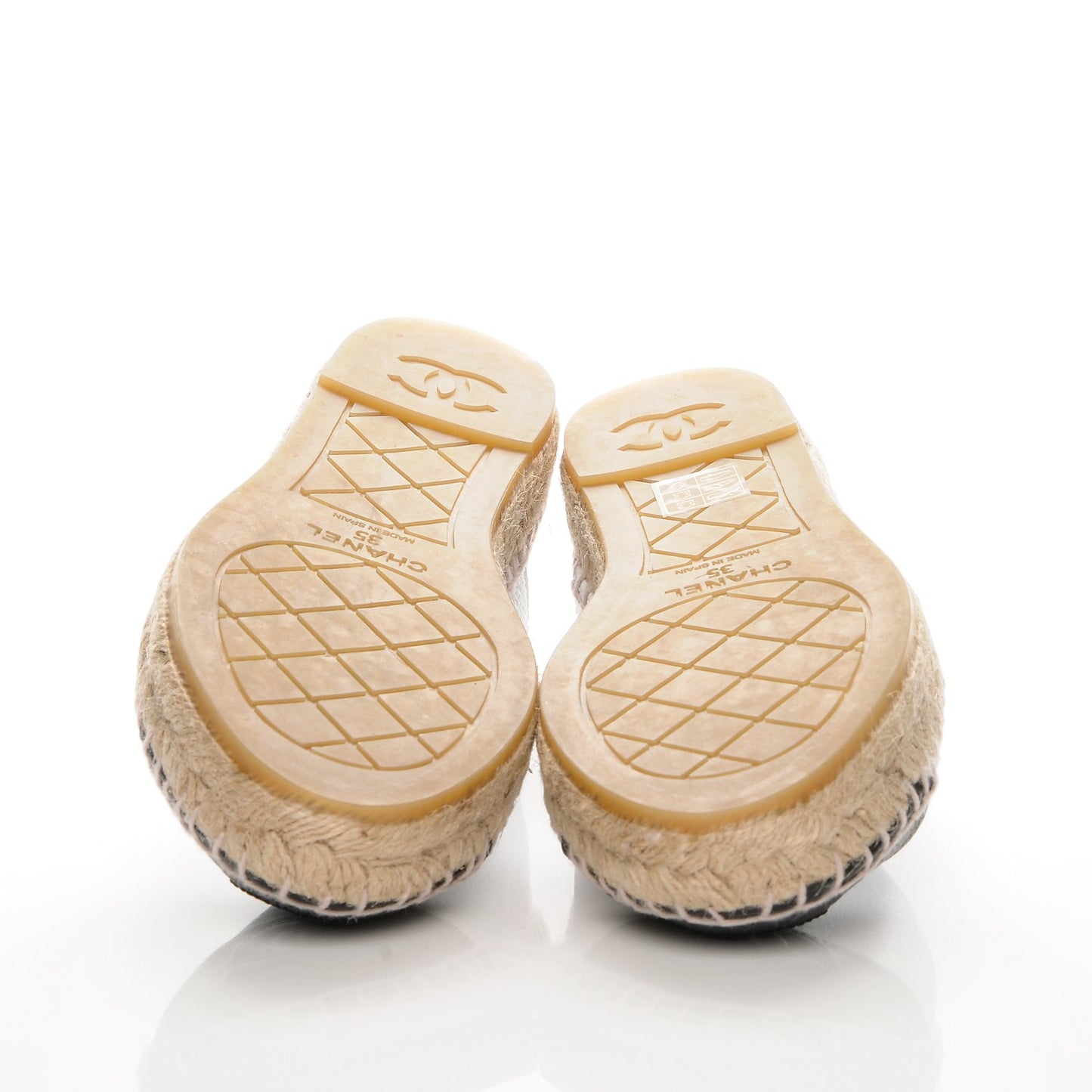 Grained Calfskin CC Espadrilles 35 White Black