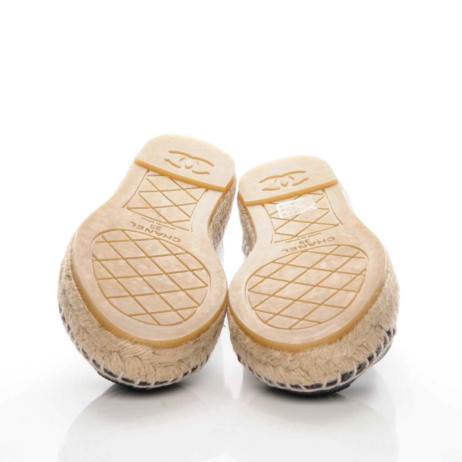 Chanel Grained Calfskin CC Espadrilles 35 White Black 5 of 11