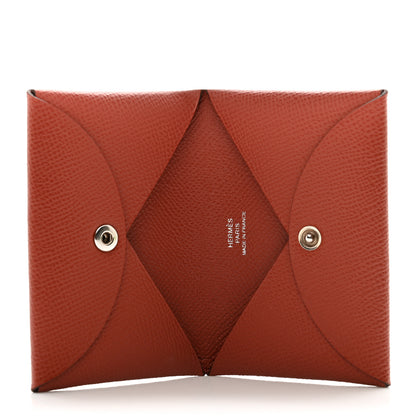 Hermes Epsom Calvi Card Case Rouge Venetian 5 of 8