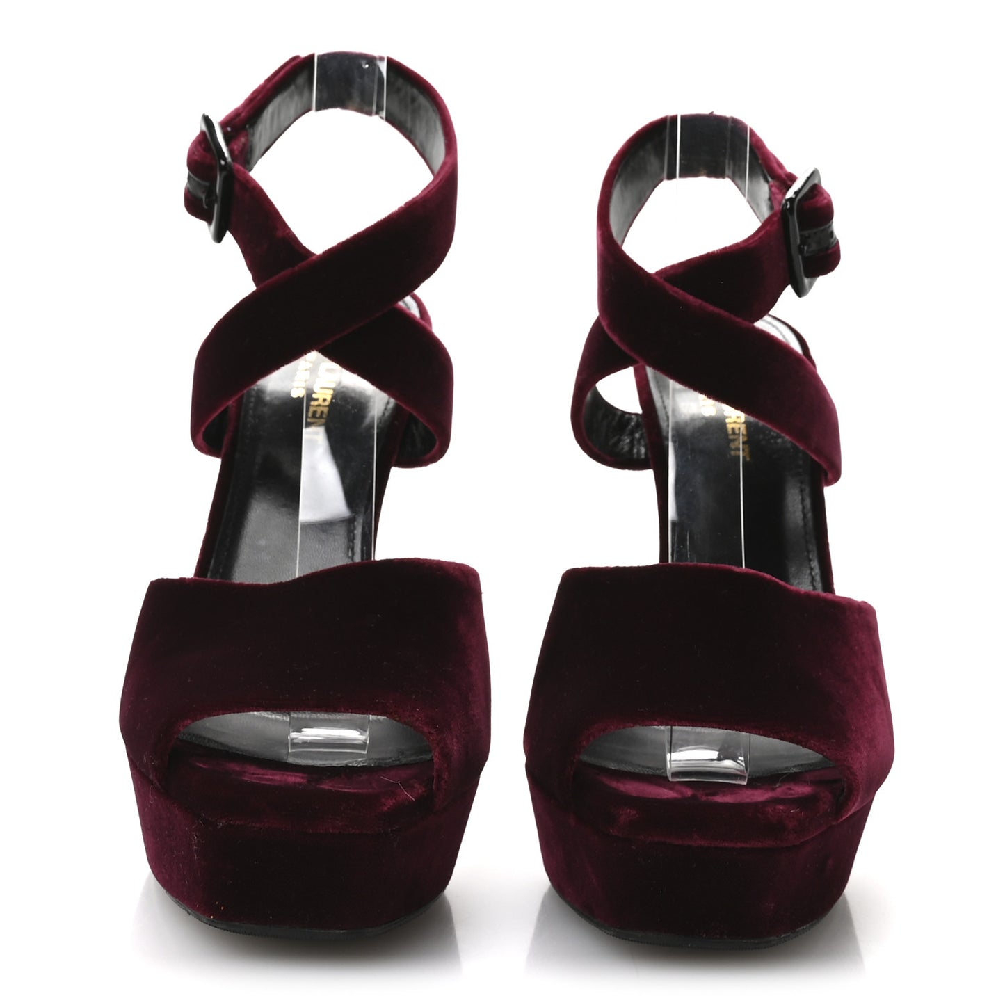 Velvet Platform Sandals 38 Burgundy