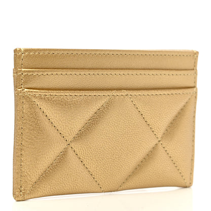 Chanel Metallic Goatskin Quilted Chanel 19 Card Holder Gold 3 of 9