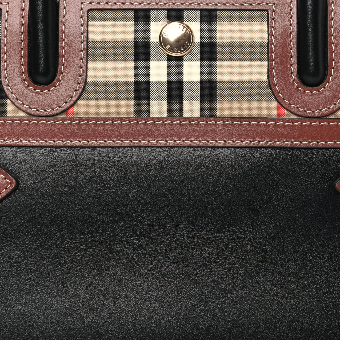 Calfskin Vintage Check Mini Two Handle Title Bag Black
