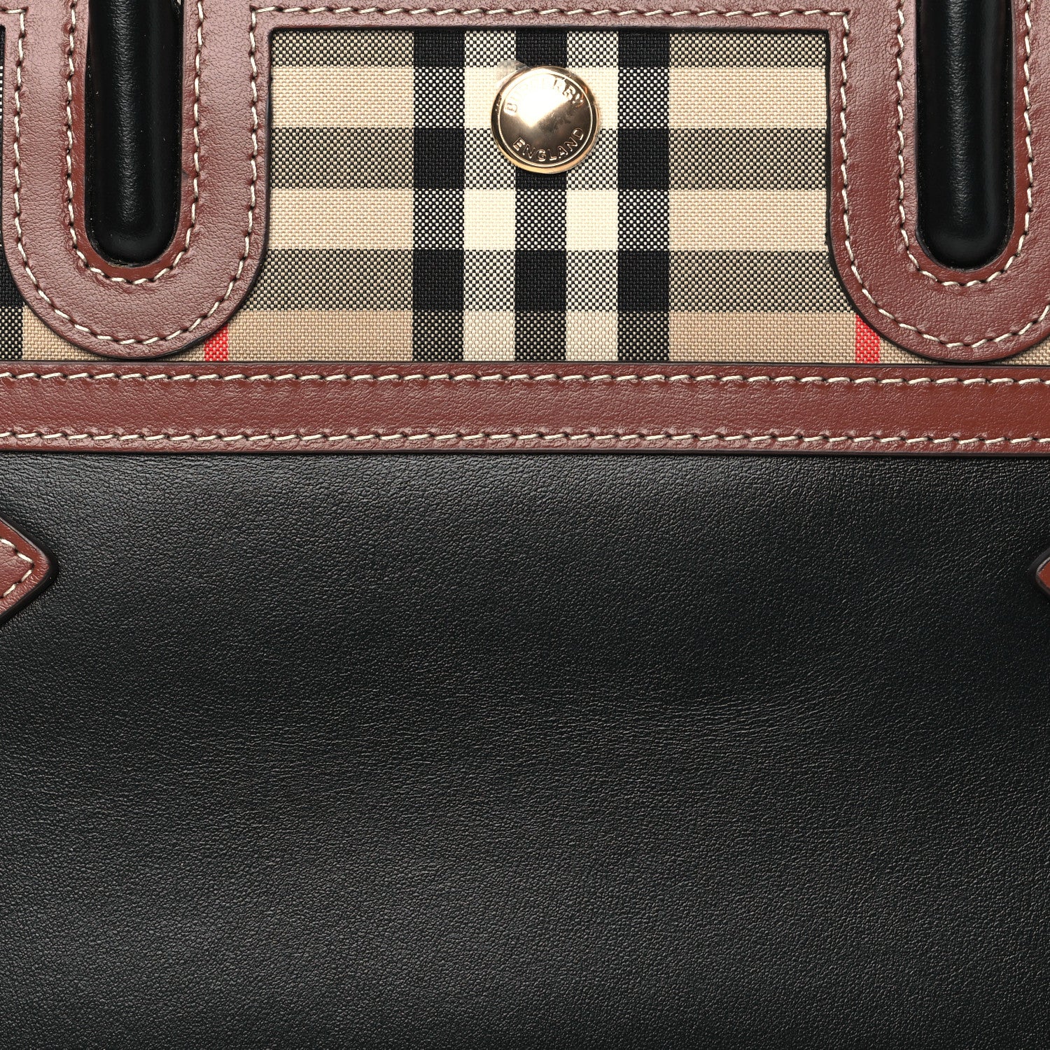 Burberry Calfskin Vintage Check Mini Two Handle Title Bag Black 7 of 10