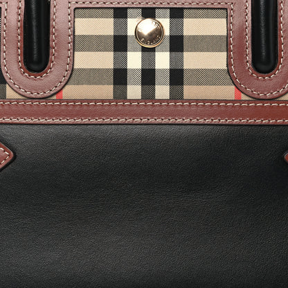 Burberry Calfskin Vintage Check Mini Two Handle Title Bag Black 7 of 10