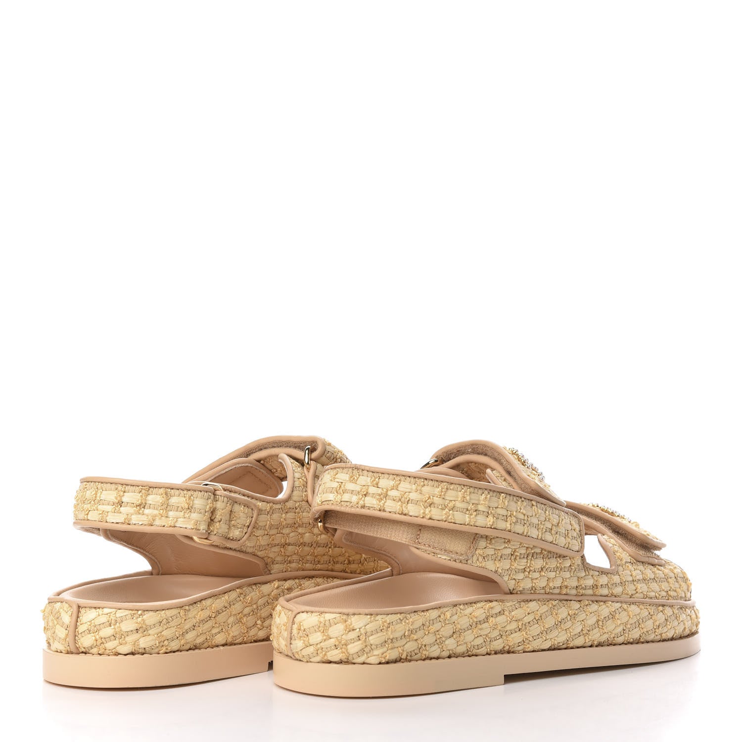 Chanel Braided Fabric Velcro Dad Sandals 36.5 Beige 4 of 9