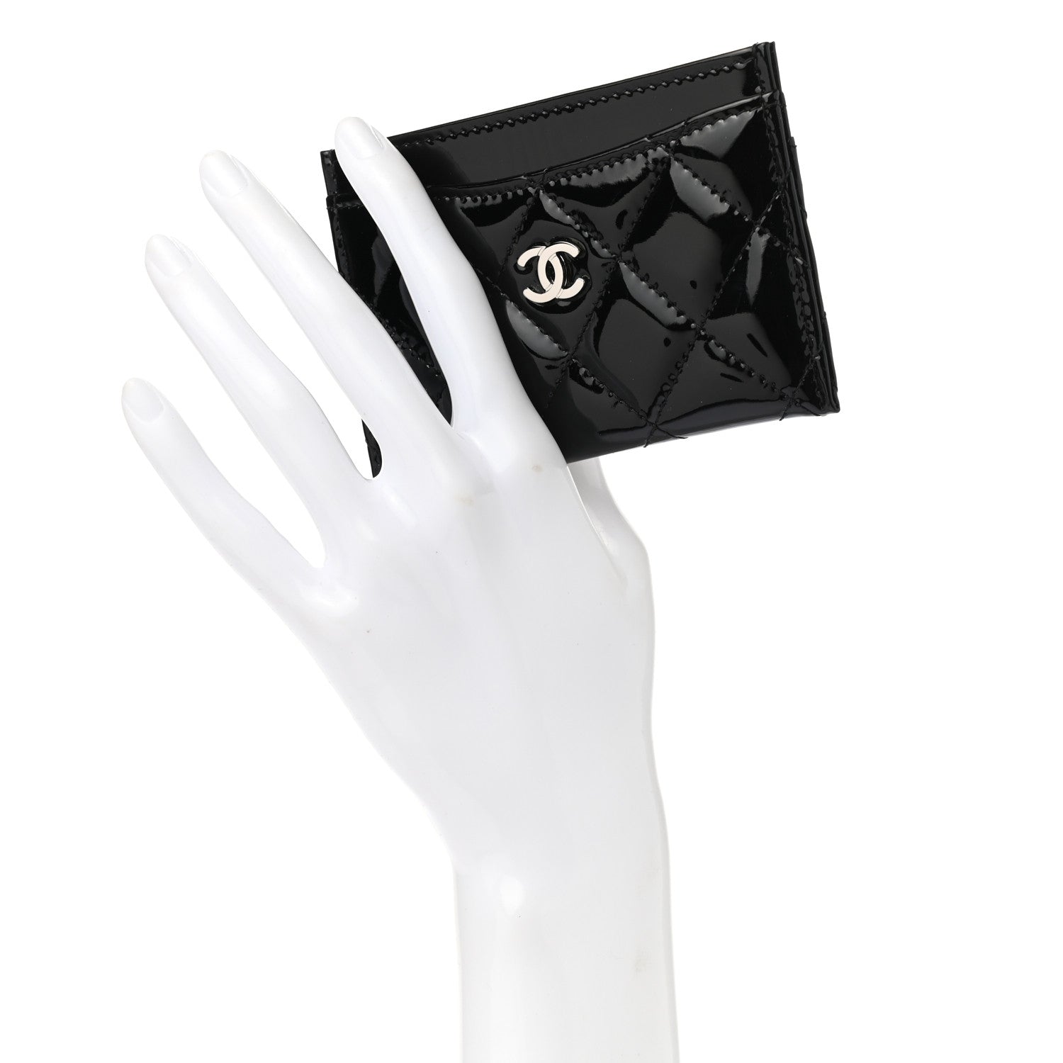 Chanel Patent Calfskin Quilted Card Holder Black 2 of 9