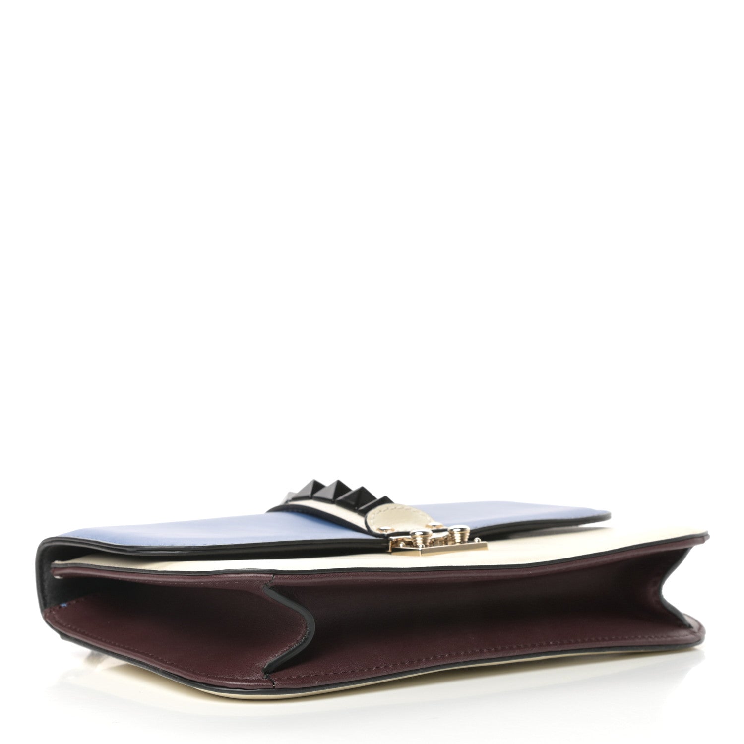 Valentino Garavani Vitello Medium Tri-Color Glam Lock Rockstud Flap Blue White Burgundy 4 of 9