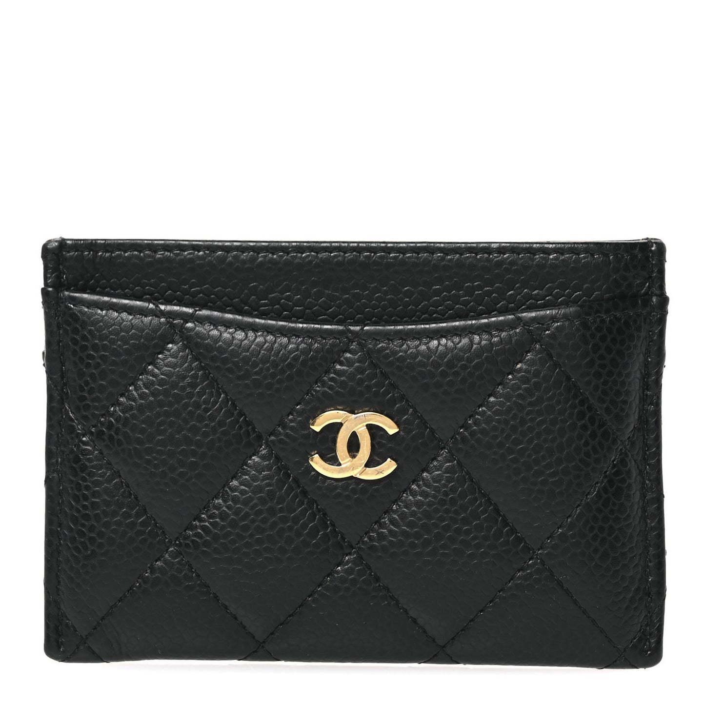 Caviar Quilted Card Holder Black