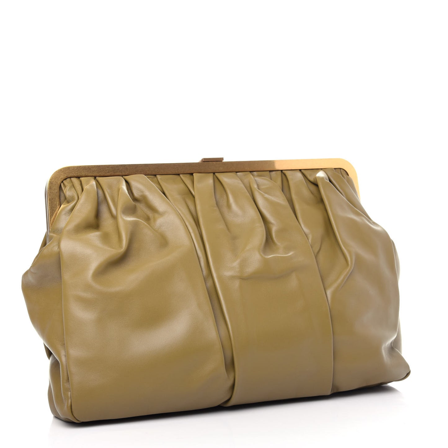 Lambskin Wave Frame Clutch Safari