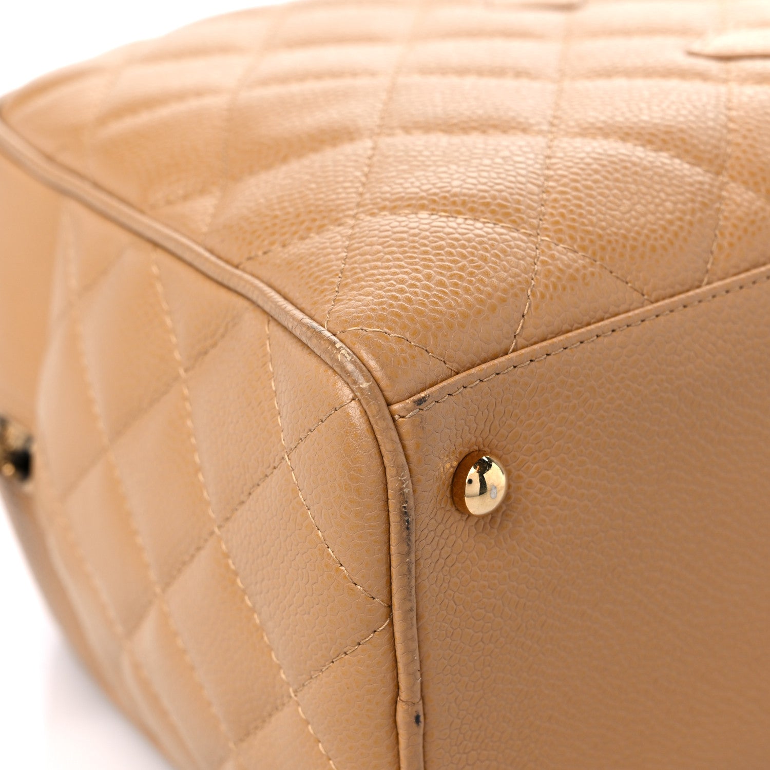 Chanel Caviar Quilted Large Bowler Bag Beige 9 of 14