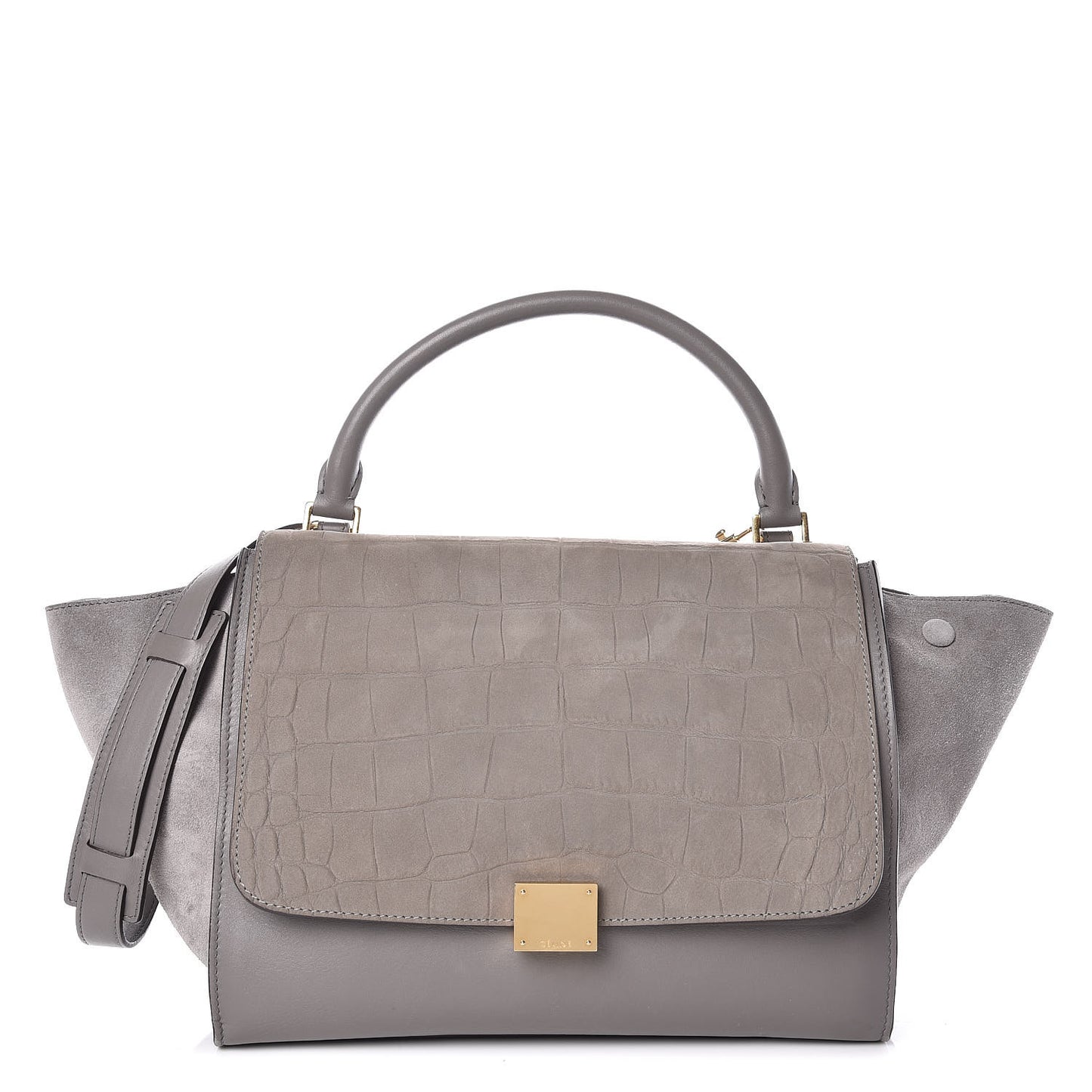 Crocodile Embossed Nubuck Medium Trapeze Grey