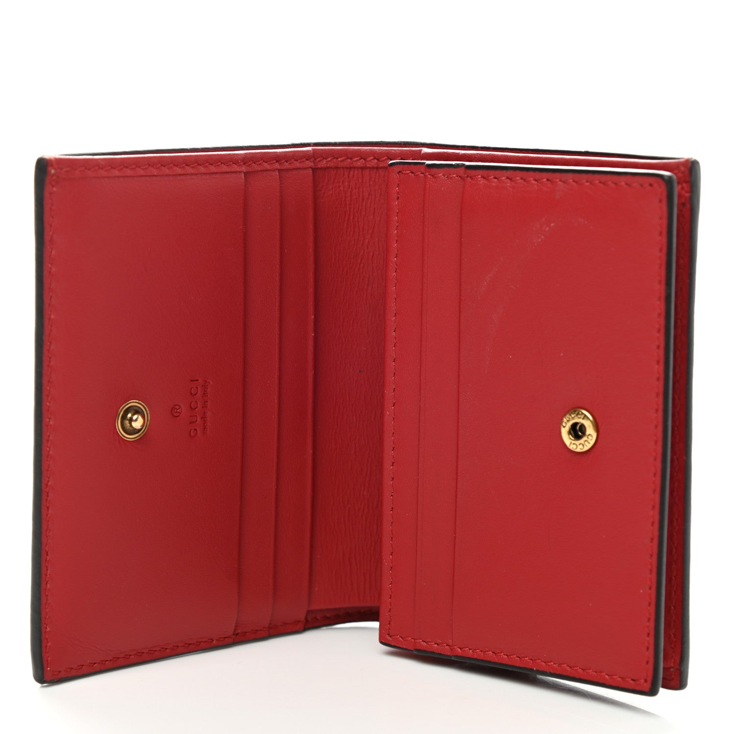 Gucci GG Supreme Monogram Cherry Embellished Card Case Wallet Hibiscus Red 5 of 8