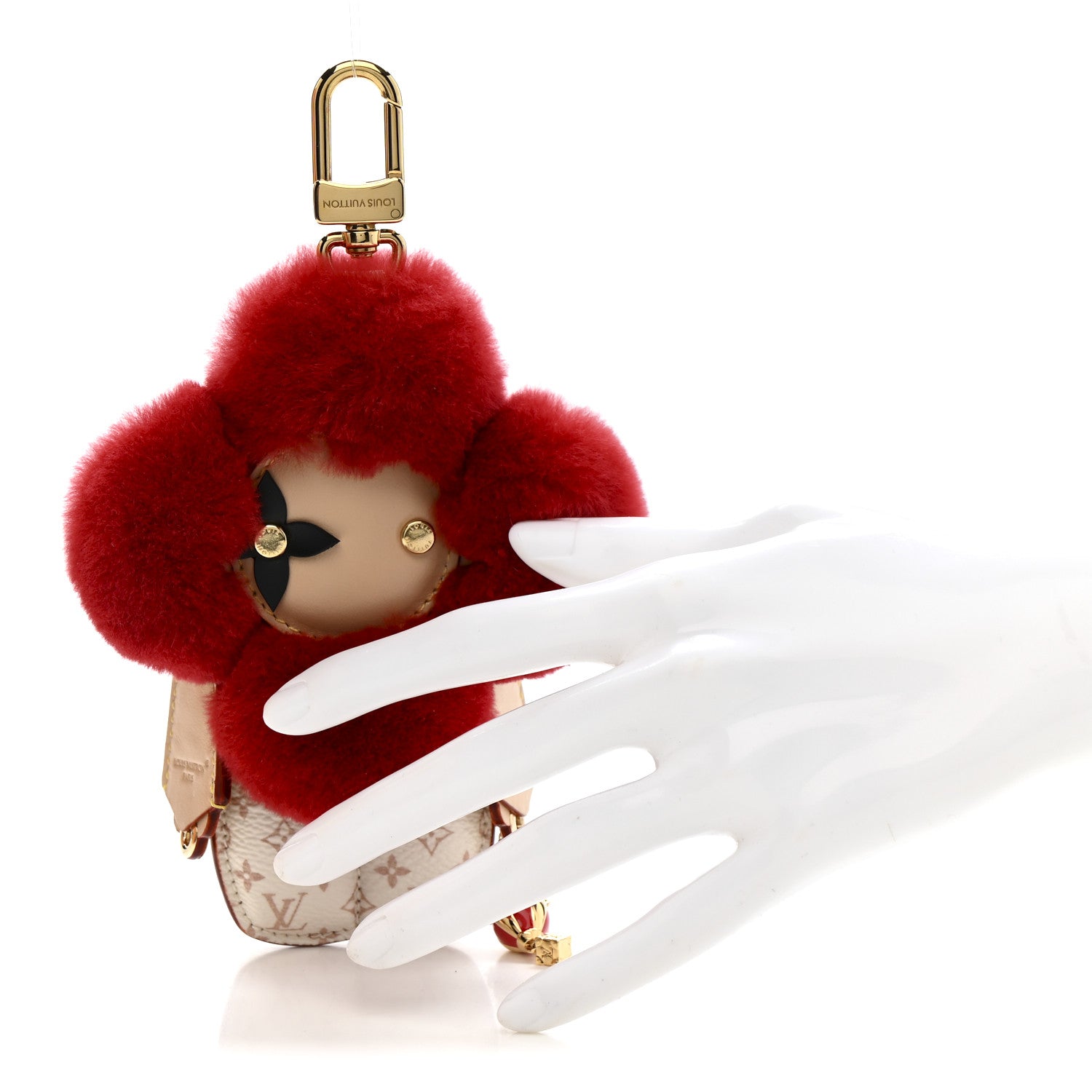 Louis Vuitton Monogram Mink Fur Vivienne Fashionista Bag Charm Key Holder Red Multicolor 2 of 7