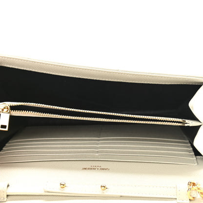 Saint Laurent Grain De Poudre Matelasse Chevron Monogram Chain Wallet Blanc Vintage 5 of 8