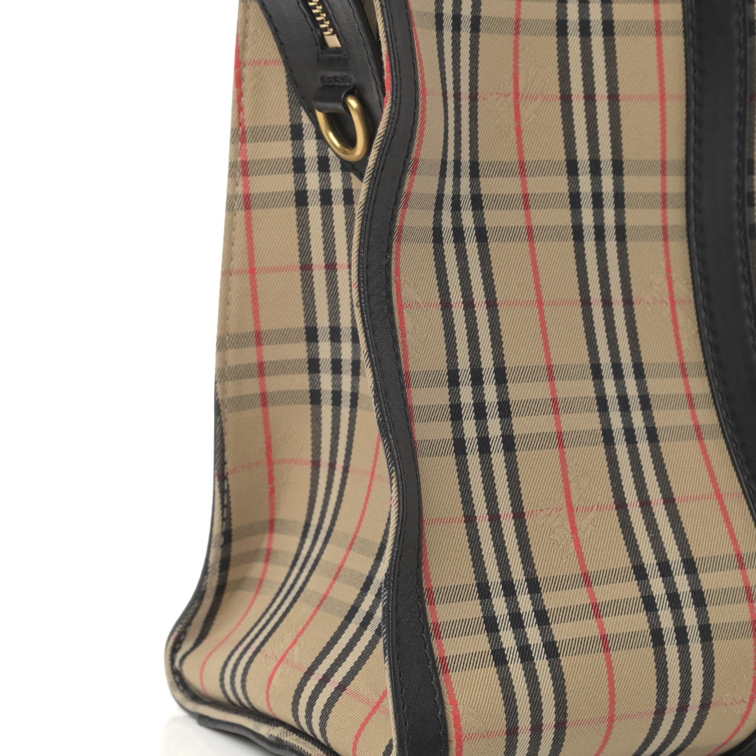 Burberry Calfskin 1983 Knight Check Link Zip Tote Black 13 of 13