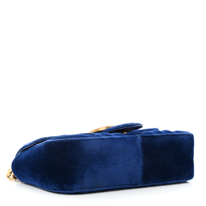 Gucci Velvet Matelasse Mini GG Marmont Shoulder Bag Cobalt Blue 4 of 14