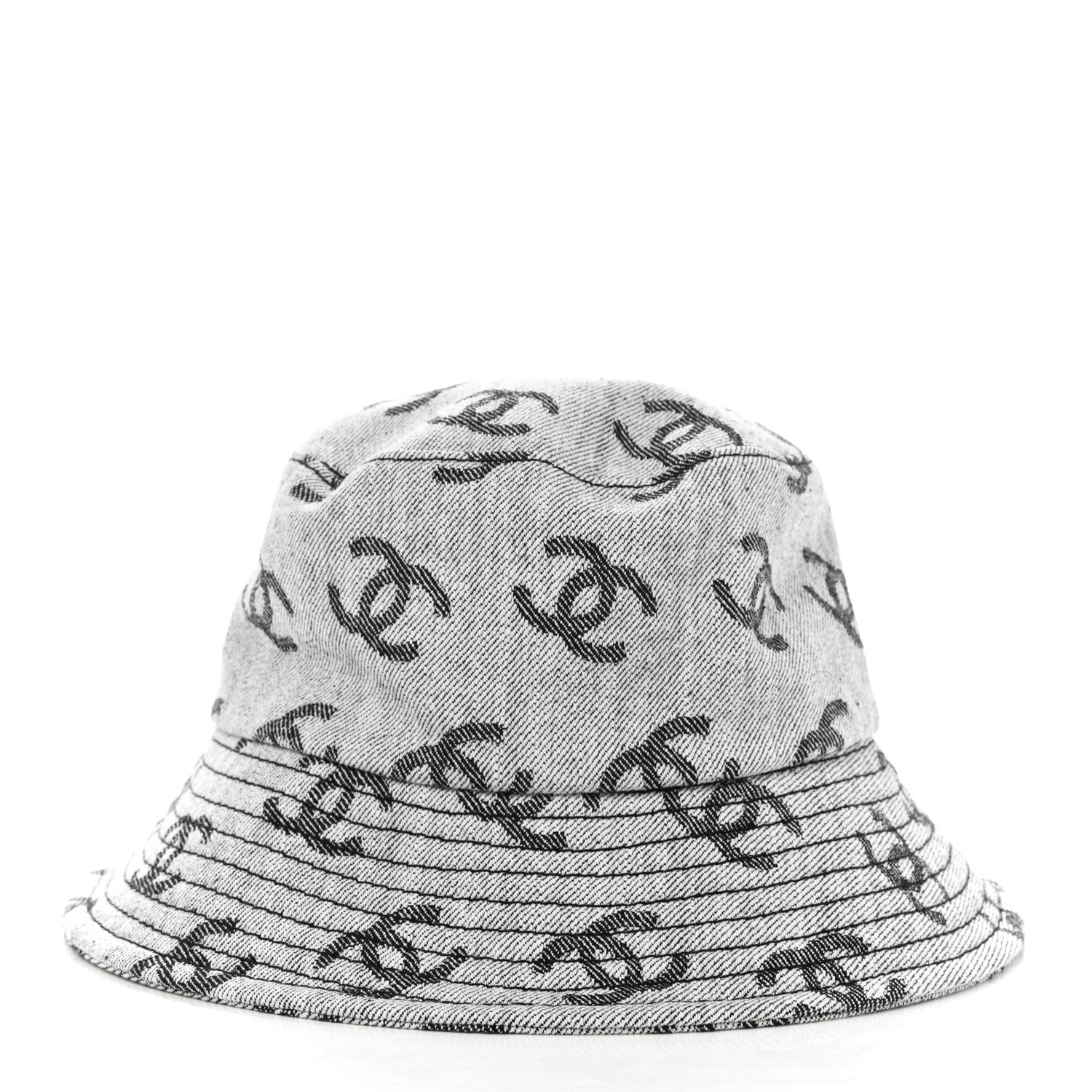 Chanel Denim CC Bucket Hat M White Black 6 of 8