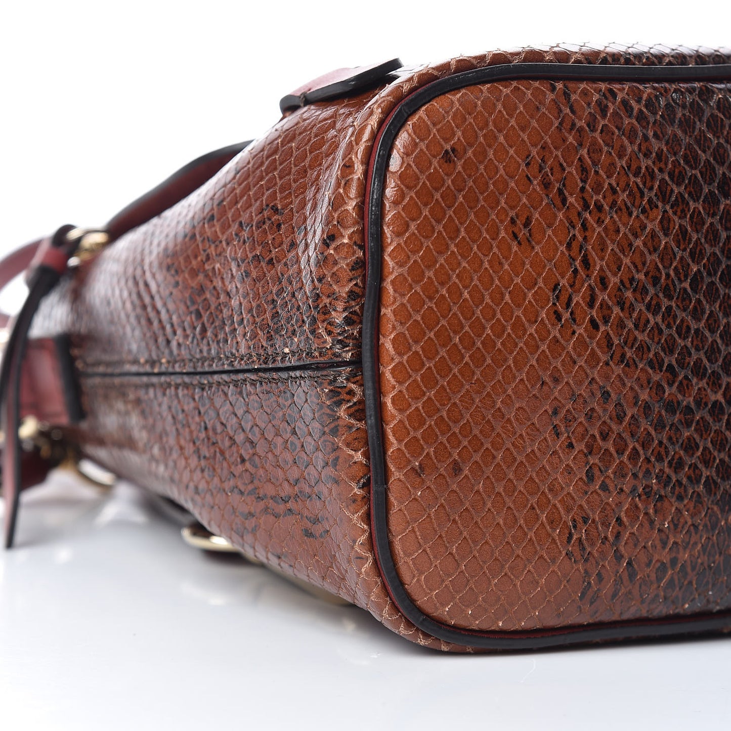 Calfskin Watersnake Embossed Mini Faye Backpack Sepia Brown
