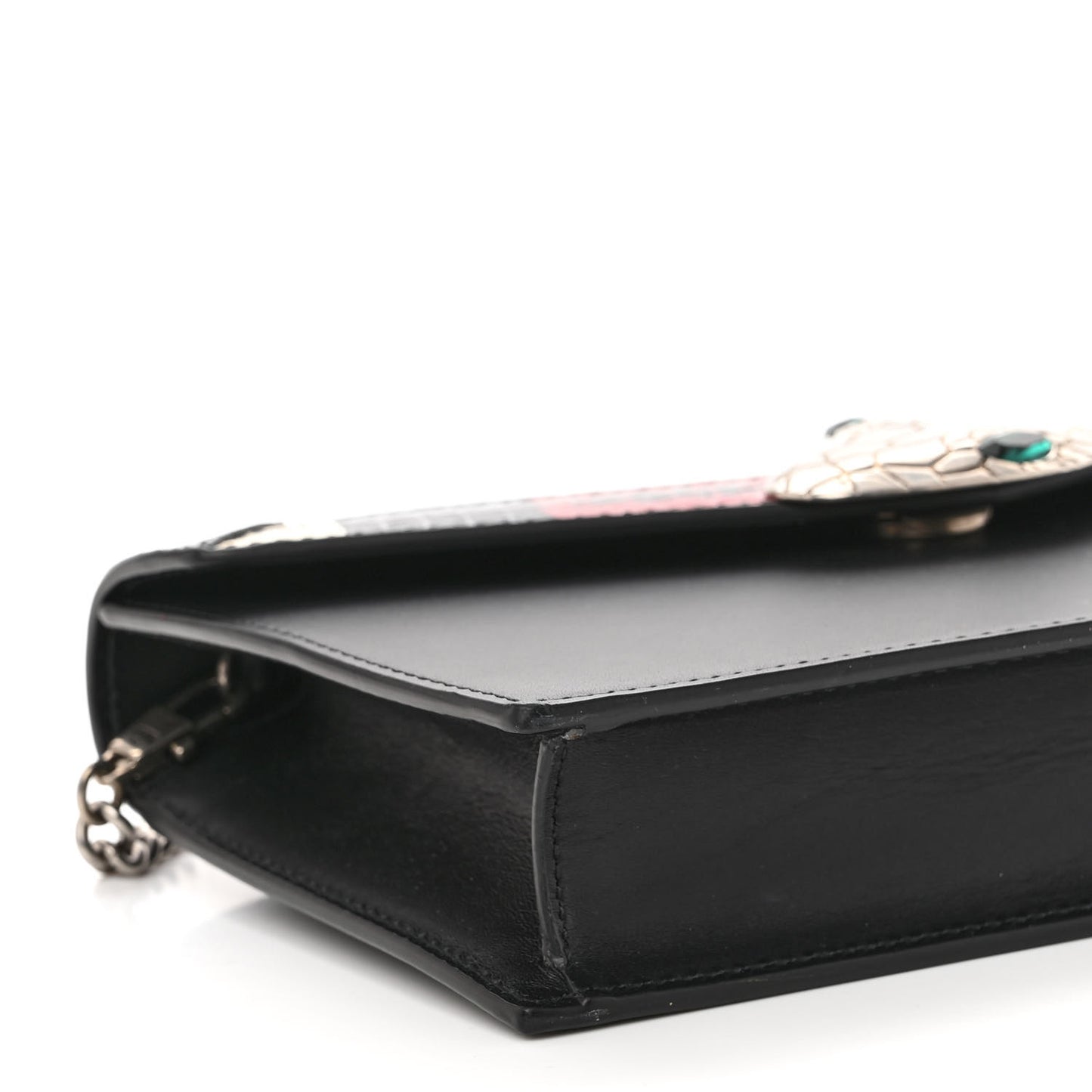 Snakeskin Calfskin Lilith Shoulder Bag Black